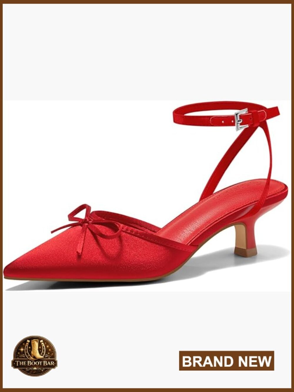 Satin Kitten Low Heels with Bow Pointed Toe Pumps Wedding Party Shoes